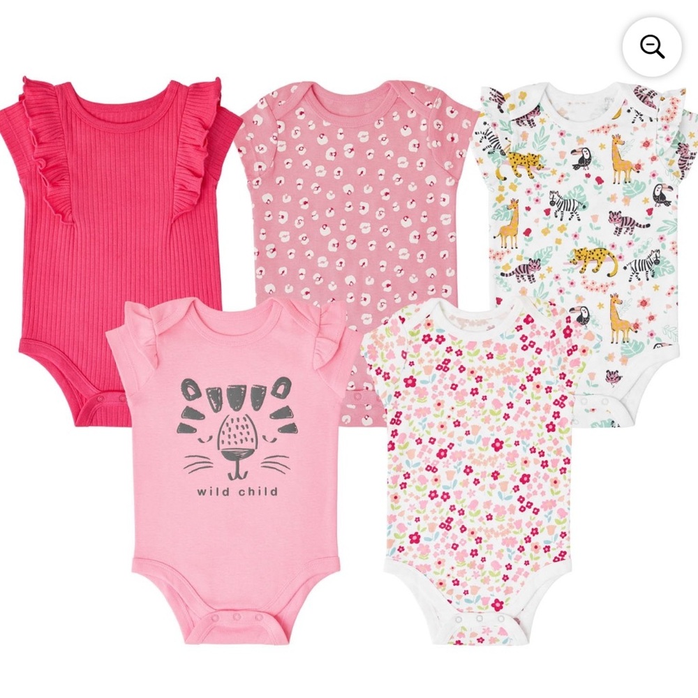 Member’s Mark Girls 5-Pack Short Sleeve Bodysuits - 9 months - NIP